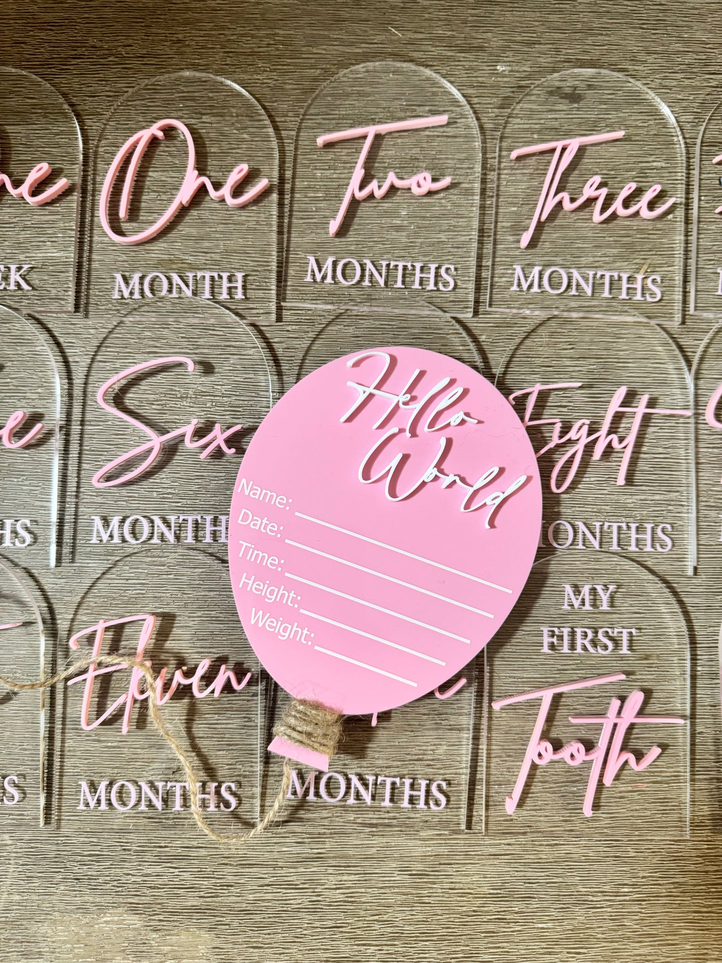 Layered & Printed Balloon Baby Birth announcement plaques