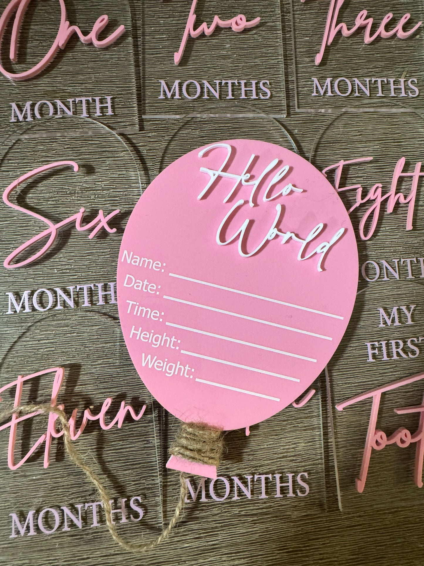 Layered & Printed Balloon Baby Birth announcement plaques