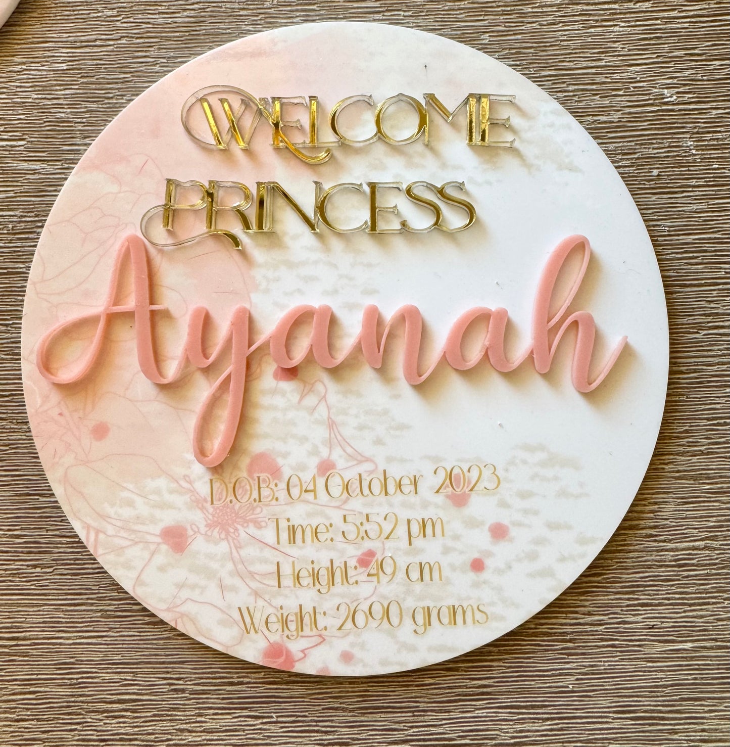 Layered & Printed Baby Birth announcement plaques