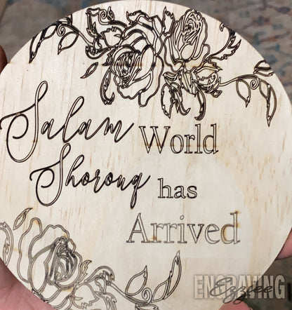 Engraved Baby Birth announcements and arrival plaques