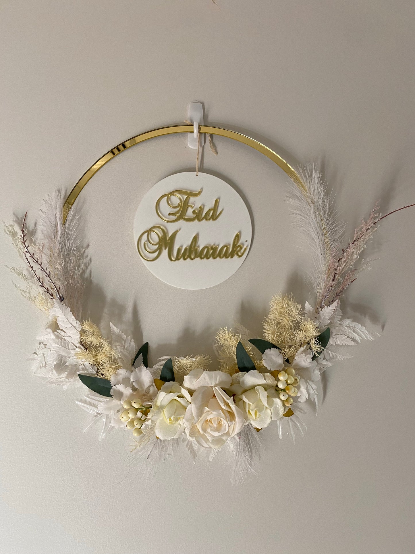 Eid/Ramadan Mubarak Double sided plaque floral wreath