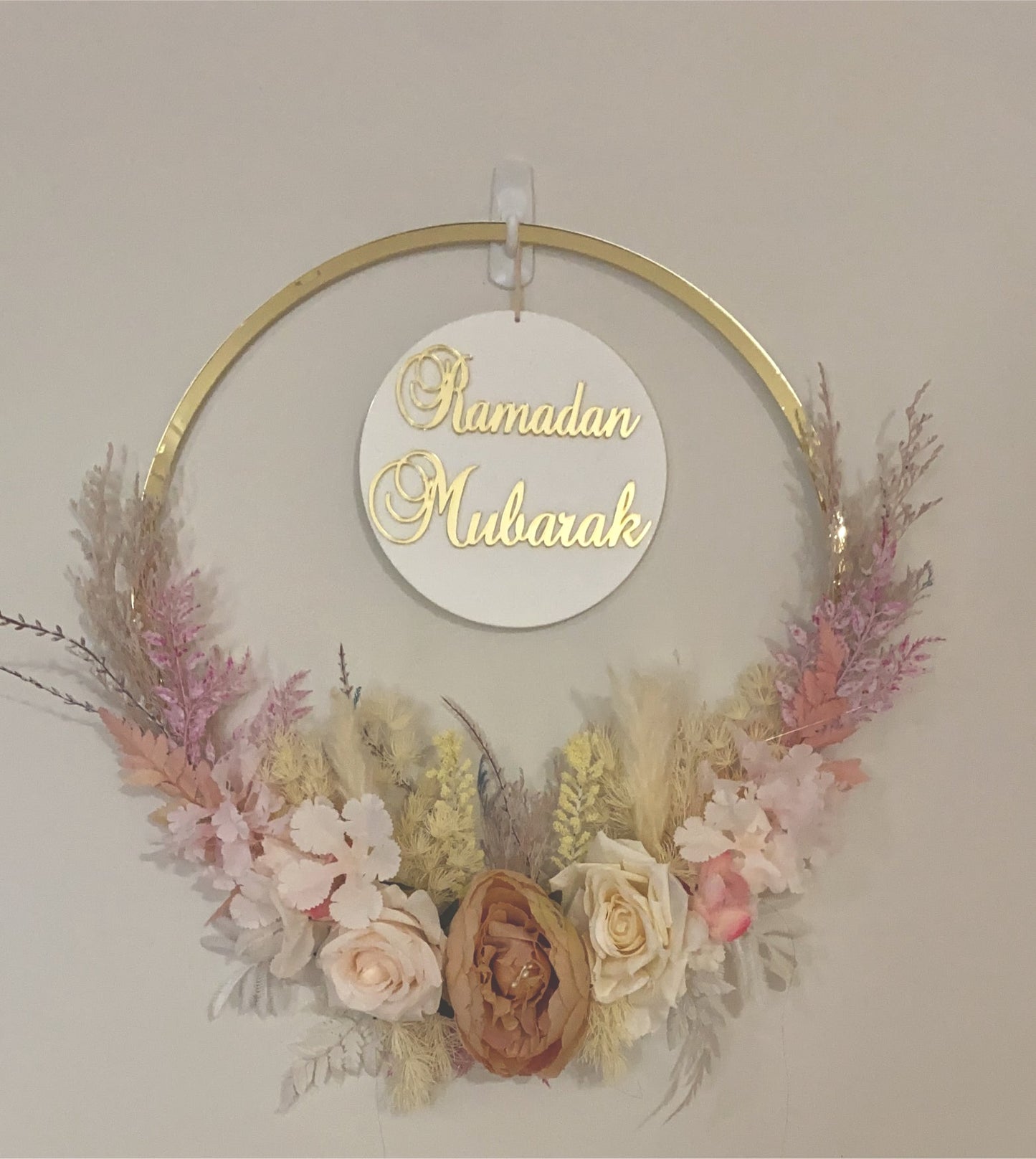 Eid/Ramadan Mubarak Double sided plaque floral wreath