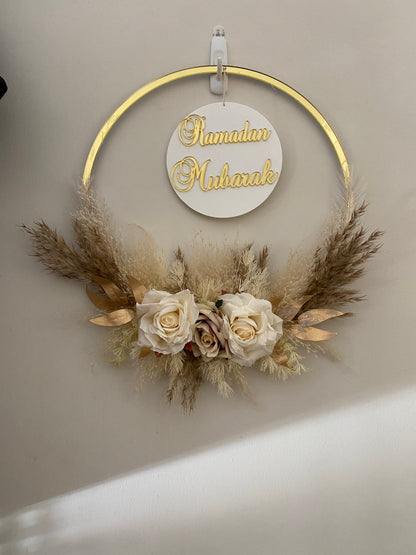 Eid/Ramadan Mubarak Double sided plaque floral wreath