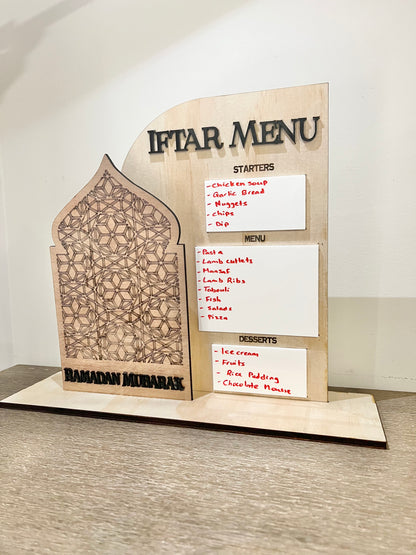 Ramadan Iftar Menu board