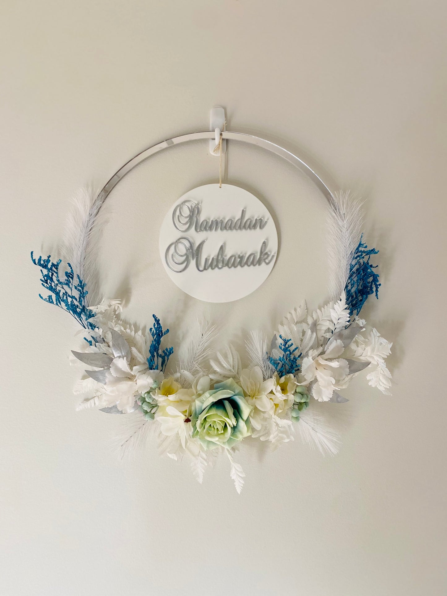 Eid/Ramadan Mubarak Double sided plaque floral wreath