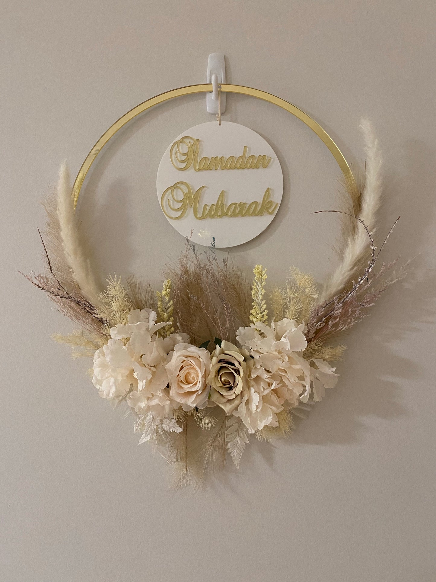 Eid/Ramadan Mubarak Double sided plaque floral wreath