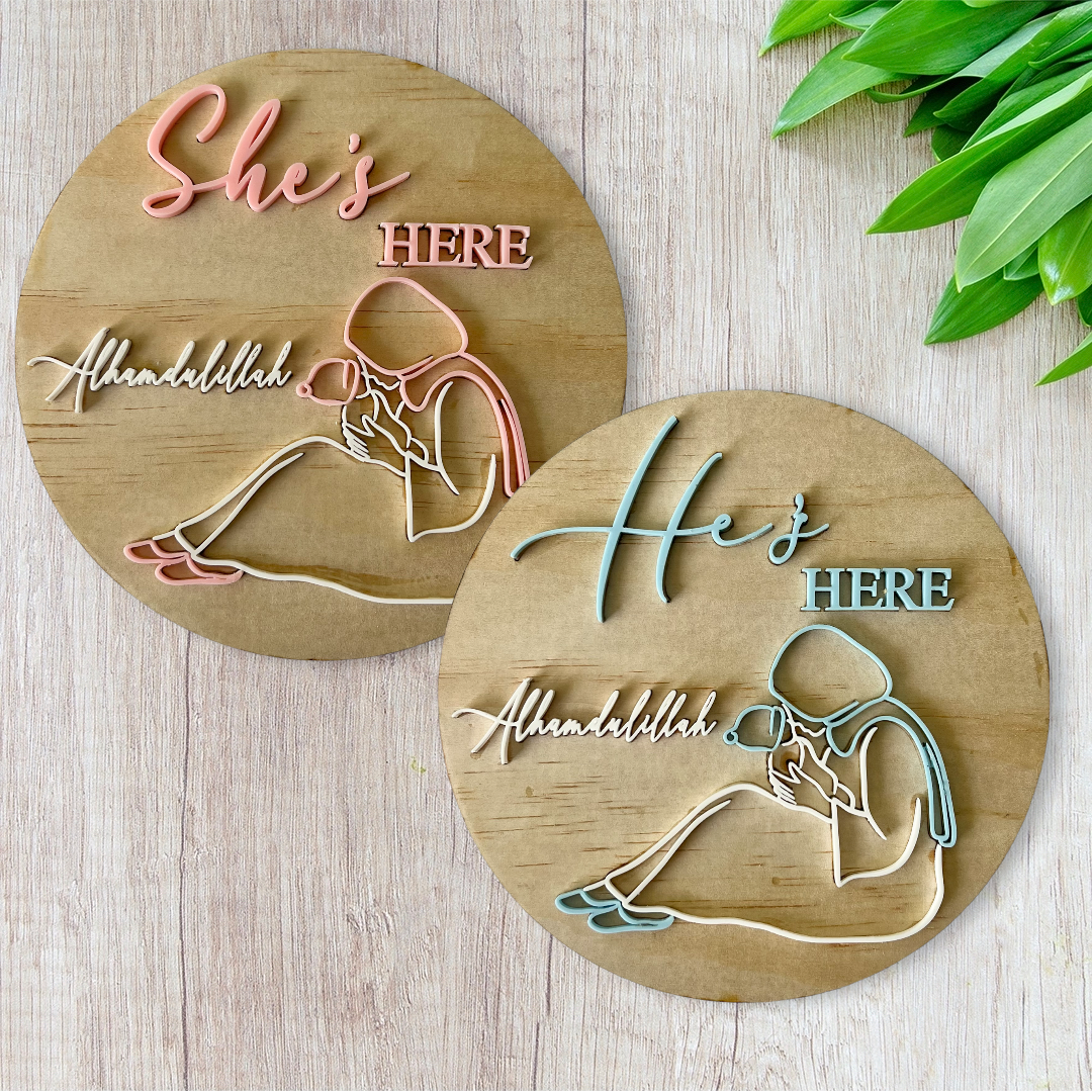 Hijabi Edition- Baby Birth announcements and arrival plaques