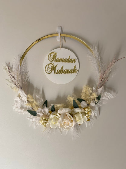 Eid/Ramadan Mubarak Double sided plaque floral wreath