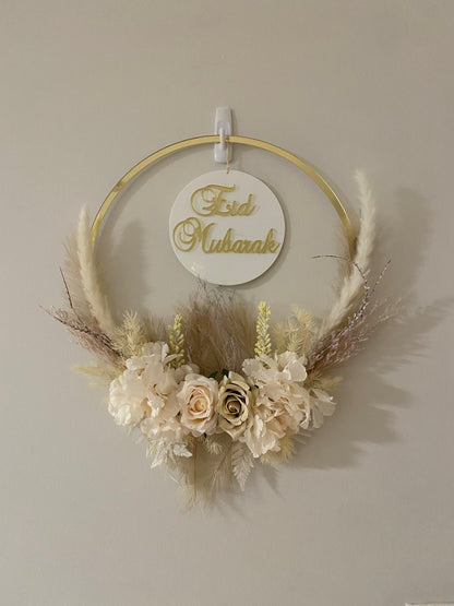 Eid/Ramadan Mubarak Double sided plaque floral wreath